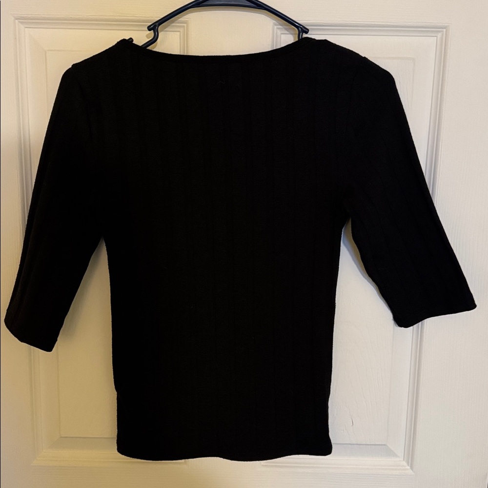Free People Black Button-Up Ribbed Top - Picture 5 of 5